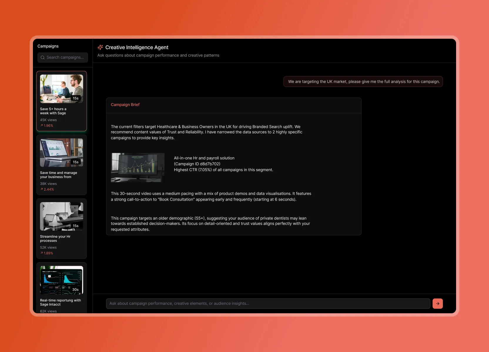 Sage Creative Intelligence Agent campaign recommendations