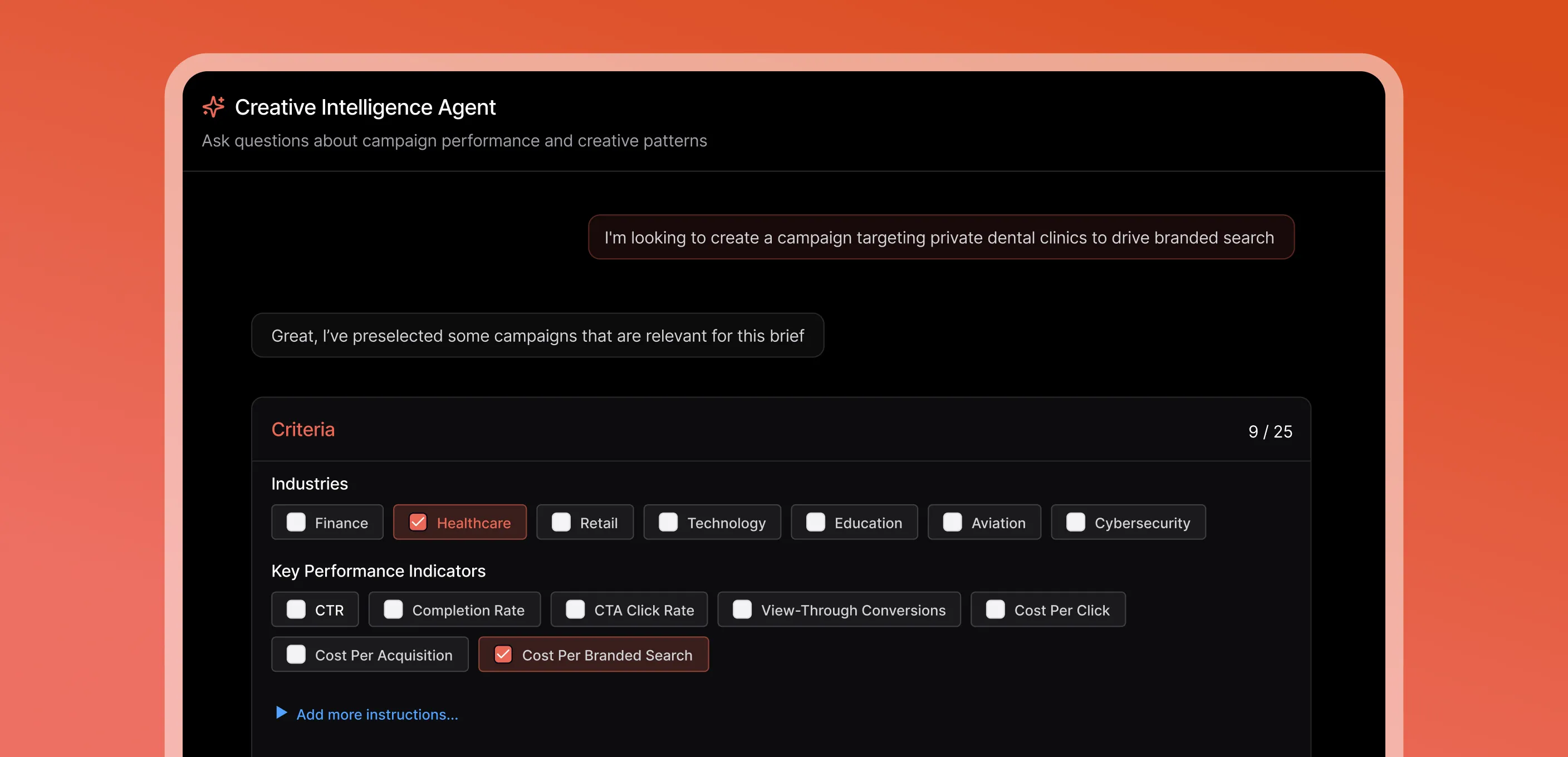 Sage Creative Intelligence Agent campaign brief interface